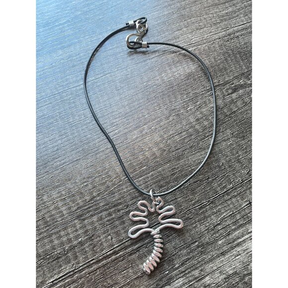 The Artist Jay palm tree pendant 9" black leather cord Southwestern large bold - Picture 7 of 8